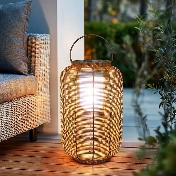 Solární ratanová lampa CATINI LF08-L hnědá