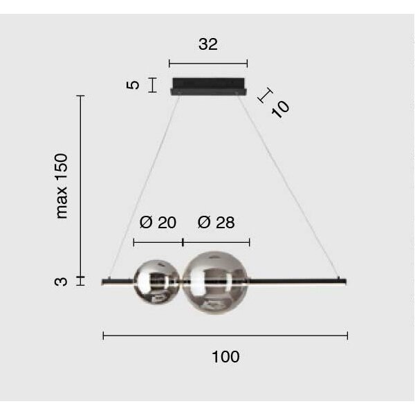 Ondaluce - LED Stmívatelný lustr na lanku FUFI LED/40W/230V černá/kouřová černá