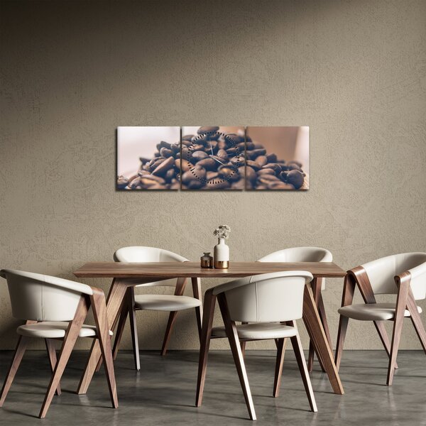 Obraz kávy (s hodinami) (90x30 cm)