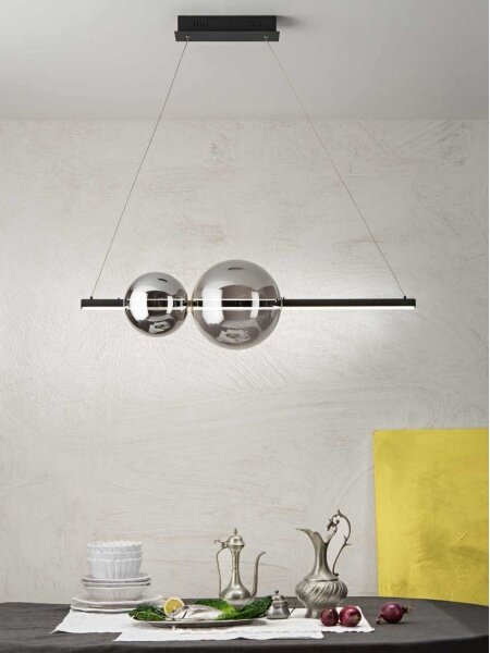 Ondaluce - LED Stmívatelný lustr na lanku FUFI LED/40W/230V černá/kouřová černá