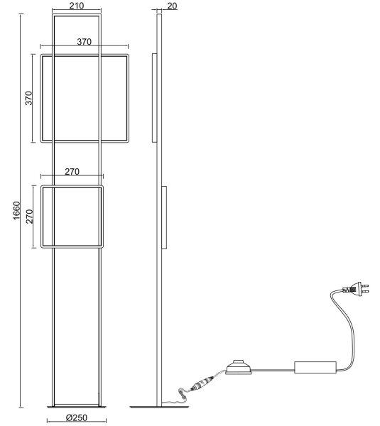 Ondaluce - LED Stmívatelná stojací lampa DOWEL LED/77W/230V 166 cm stříbrná