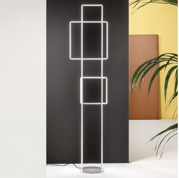 Ondaluce - LED Stmívatelná stojací lampa DOWEL LED/77W/230V 166 cm stříbrná