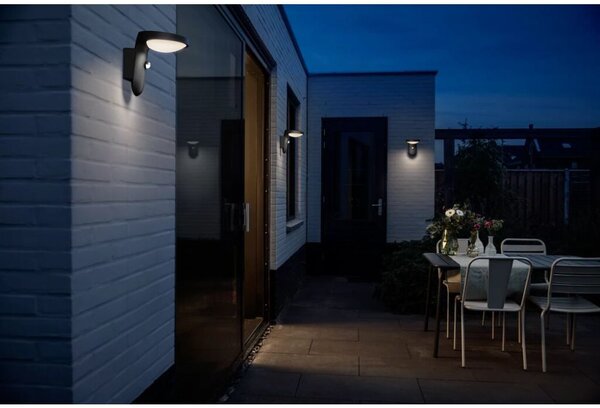 Philips 8719514476912 Tyla solární exteriérové nástěnné svítidlo LED se senzorem 1,2W 255lm/55lm 3000K antracit