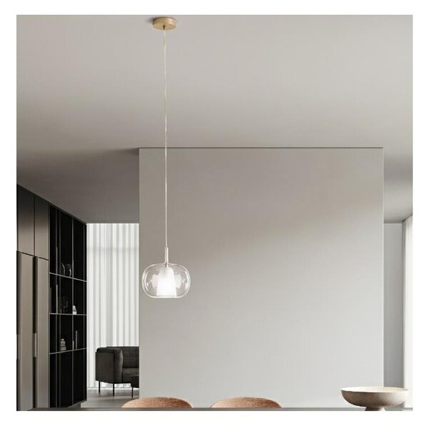 Ondaluce - Lustr na lanku THELMA 1xE27/15W/230V pr. 25 cm zlatá/čirá