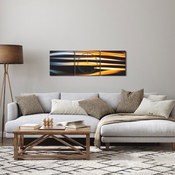 Černý obraz (s hodinami) (90x30 cm)