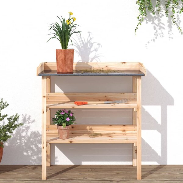Přesazovací stůl s policemi 78x38x82,5 cm masivní jedlové dřevo 156352