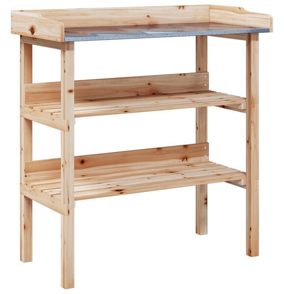 Přesazovací stůl s policemi 78x38x82,5 cm masivní jedlové dřevo 156352