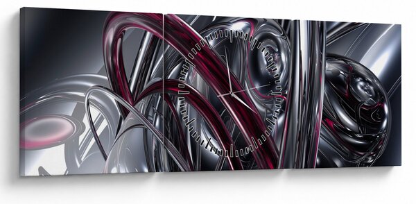 Obraz šedé abstrakce (s hodinami) (90x30 cm)