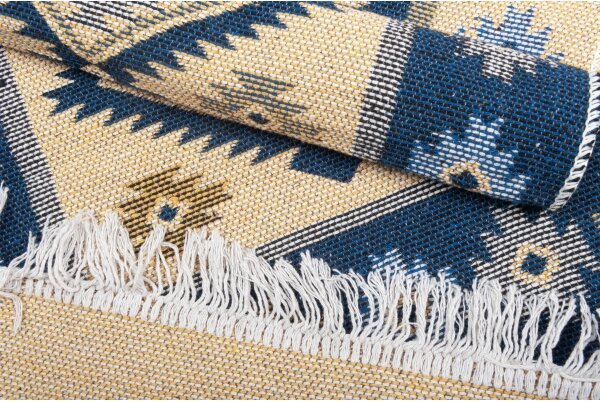 Oboustranný orientální koberec KILIM 80x150 cm modrá/béžová