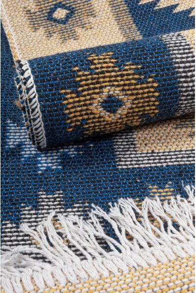 Oboustranný orientální koberec KILIM 80x150 cm modrá/béžová