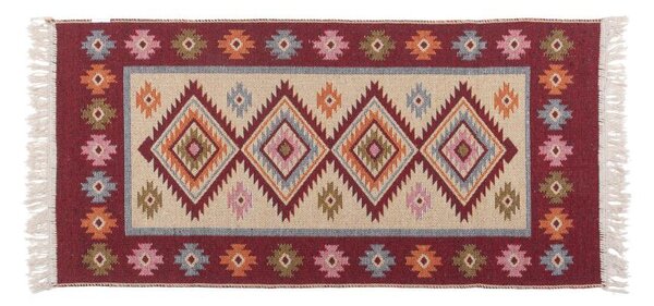 Oboustranný orientální koberec KILIM 80x150 cm červená/béžová