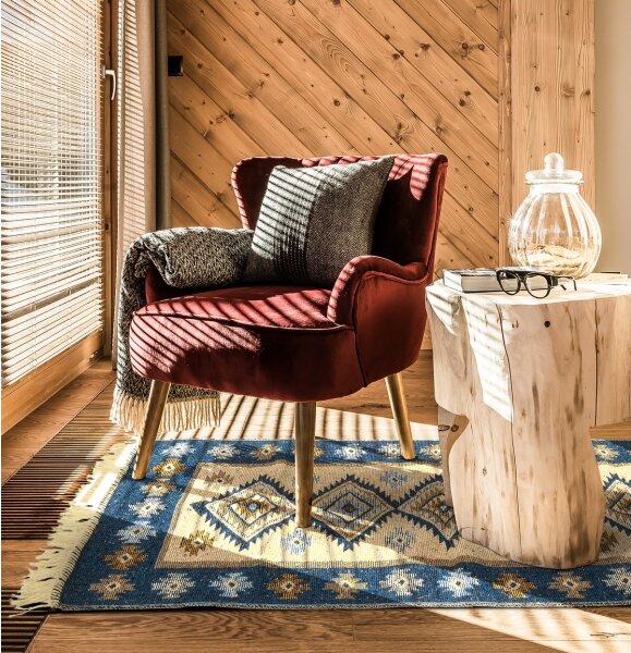 Oboustranný orientální koberec KILIM 80x150 cm modrá/béžová