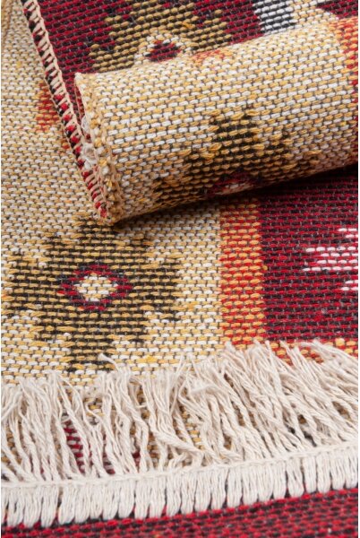 Oboustranný orientální koberec KILIM 80x150 cm červená/béžová