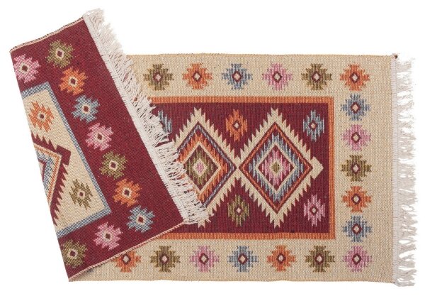 Oboustranný orientální koberec KILIM 80x150 cm červená/béžová