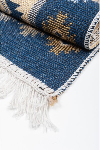 Oboustranný orientální koberec KILIM 80x150 cm modrá/béžová