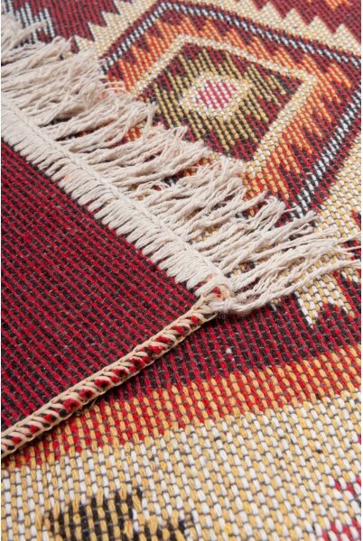 Oboustranný orientální koberec KILIM 80x150 cm červená/béžová