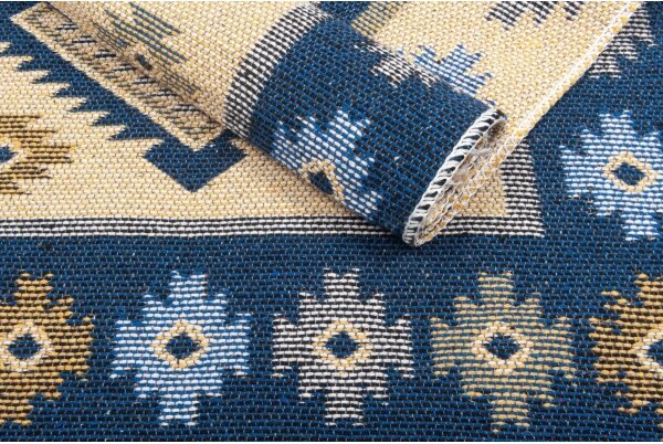 Oboustranný orientální koberec KILIM 80x150 cm modrá/béžová