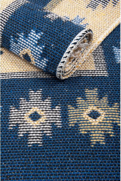 Oboustranný orientální koberec KILIM 80x150 cm modrá/béžová