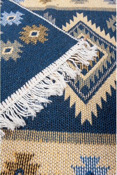 Oboustranný orientální koberec KILIM 80x150 cm modrá/béžová