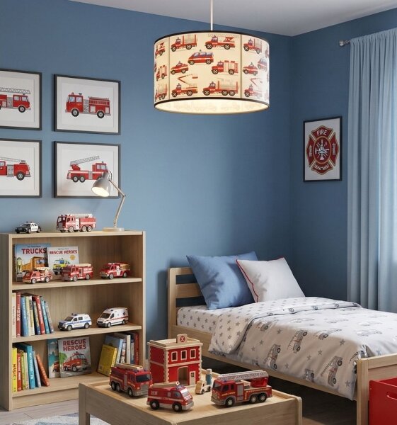 Dětský lustr KIDS ROOM 1xE27/60W/230V pr. 40 cm hasiči