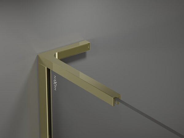Mexen Kioto L, sprchová zástěna Walk-In 80 x 200 cm, 8mm čiré sklo černý vzor, ​​zlatý lesklý profil, 800-080-103-50-78