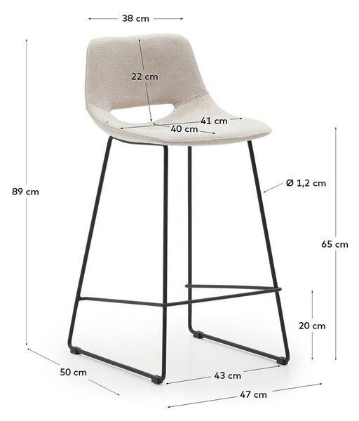 Béžová barová židle (výška sedáku 65 cm) Zahara – Kave Home