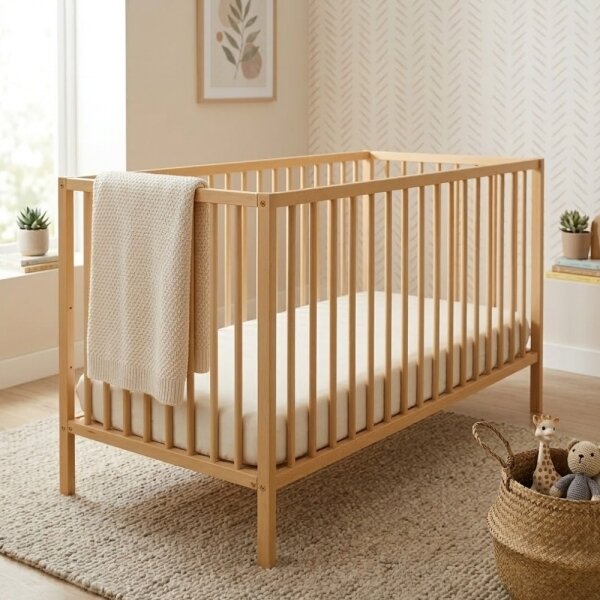 PETITE&MARS - Dětská postýlka + zábrana NELA BEECH 120x60 cm buk