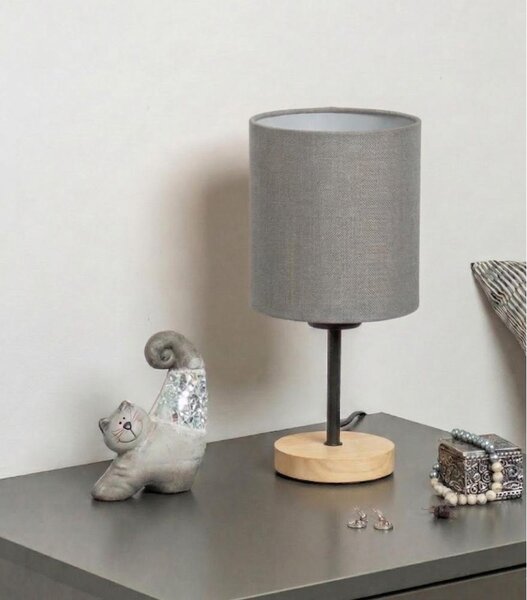 Brilagi - Stolní lampa NUBILA WOOD 1xE27/25W/230V dub/černá/sv. šedá