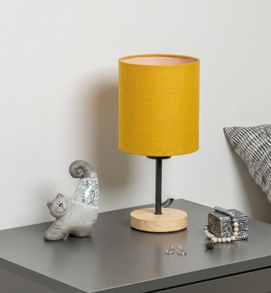 Brilagi - Stolní lampa NUBILA WOOD 1xE27/25W/230V dub/černá/žlutá