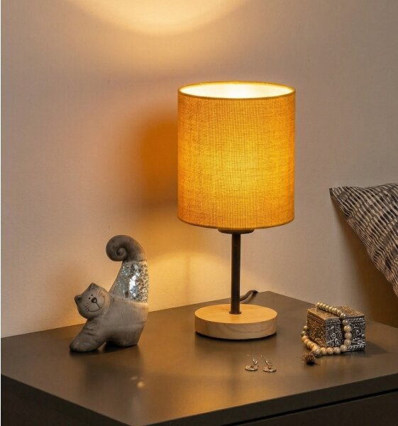 Brilagi - Stolní lampa NUBILA WOOD 1xE27/25W/230V dub/černá/žlutá