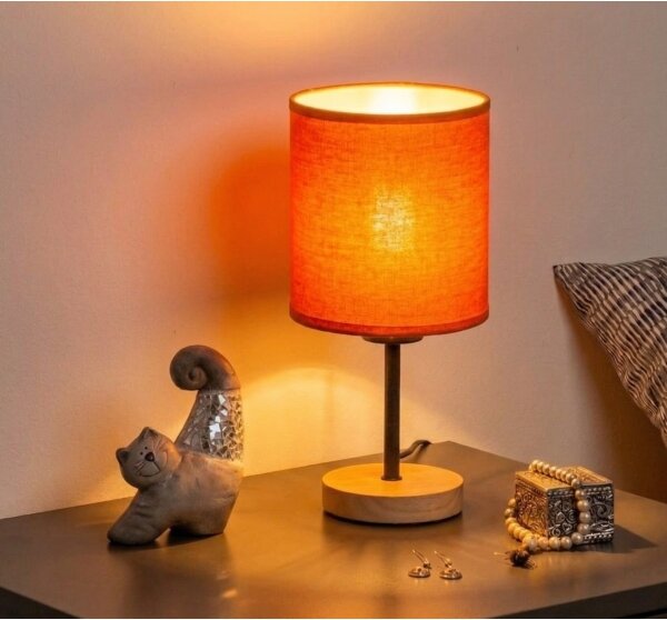 Brilagi - Stolní lampa NUBILA WOOD 1xE27/25W/230V dub/černá/oranžová