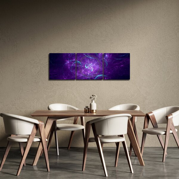 Obraz moderní modré abstrakce (s hodinami) (90x30 cm)