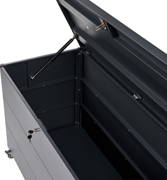 Úložný box KYMI 136 cm 55 cm Kov s koly Tmavě šedá