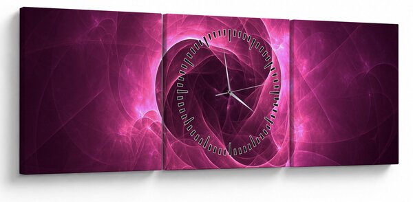 Obraz moderní růžové abstrakce (s hodinami) (90x30 cm)