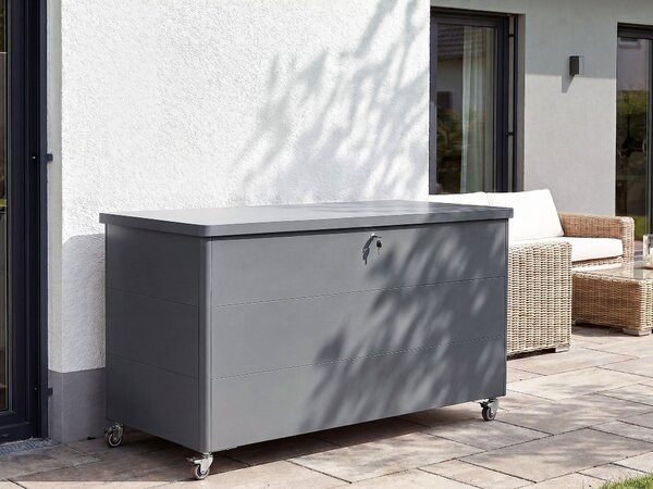 Úložný box KYMI 136 cm 55 cm Kov s koly Tmavě šedá