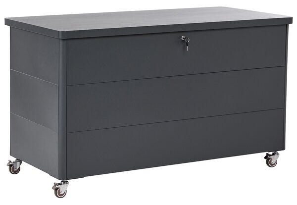 Úložný box KYMI 136 cm 55 cm Kov s koly Tmavě šedá