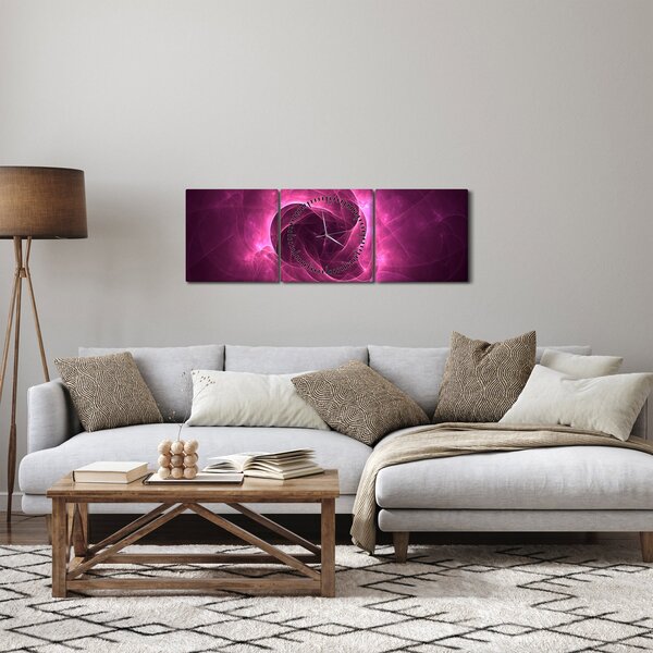 Obraz moderní růžové abstrakce (s hodinami) (90x30 cm)
