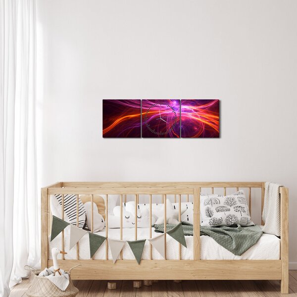 Obraz moderní abstrakce (s hodinami) (90x30 cm)