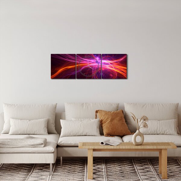 Obraz moderní abstrakce (s hodinami) (90x30 cm)
