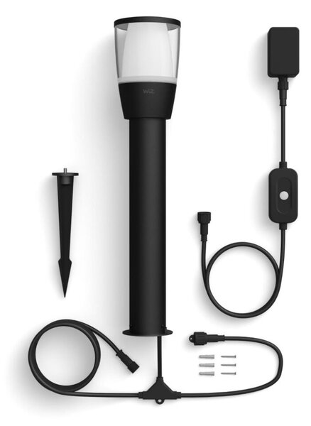 Philips Wiz Colors 8720169071797 ELPAS Bollard Starter kit venkovní sloupkové svítidlo LED V518mm 4,8W/320lm 2700-5000K+RGB IP65 (Adaptér IP44) černá + adaptér