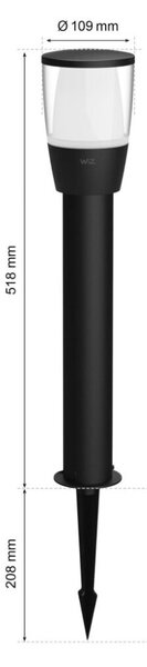 Philips Wiz Colors 8720169071797 ELPAS Bollard Starter kit venkovní sloupkové svítidlo LED V518mm 4,8W/320lm 2700-5000K+RGB IP65 (Adaptér IP44) černá + adaptér