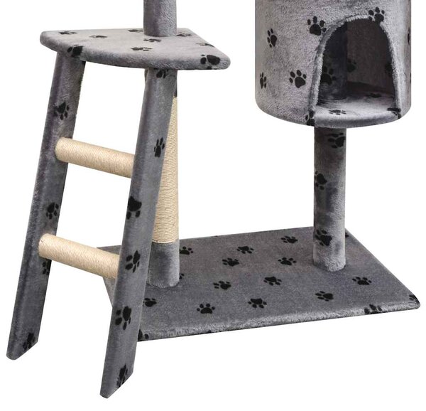Škrabadlo pro kočky, sisalové sloupky 150 cm šedá potisk tlapek 170486