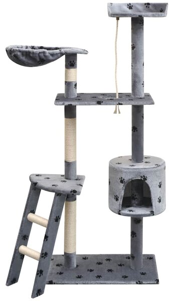 Škrabadlo pro kočky, sisalové sloupky 150 cm šedá potisk tlapek 170486