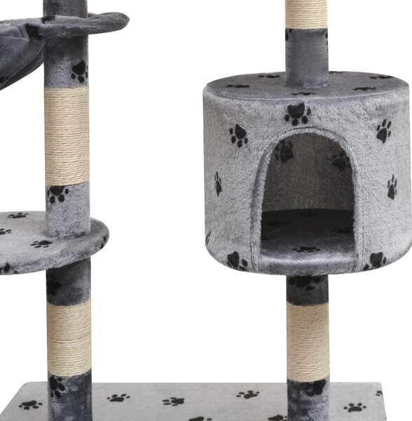 Škrabadlo pro kočky, sisalové sloupky 125 cm šedá potisk tlapek 170481