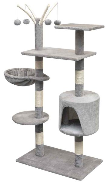 Škrabadlo pro kočky se sisalovými sloupky, 125 cm, šedá 170480