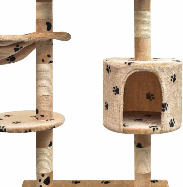 Škrabadlo pro kočky sisalové sloupky 125cm béžová potisk tlapek 170483