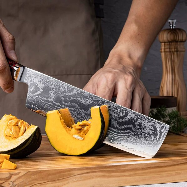 Japonský nůž Nakiri z damaškové oceli S35VN Inferno SaKuRo 18 cm