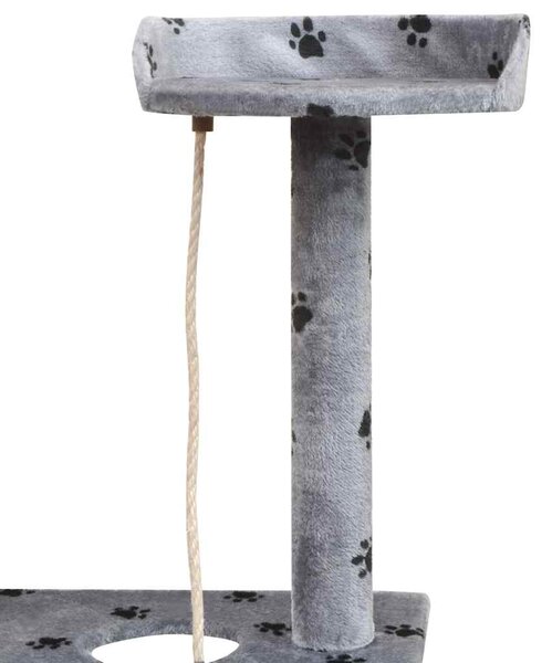 Škrabadlo pro kočky, sisalové sloupky 150 cm šedá potisk tlapek 170486