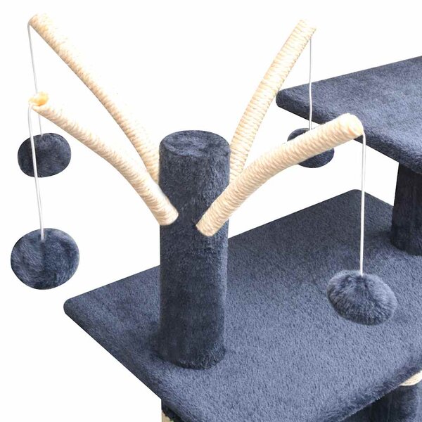 Škrabadlo pro kočky se sisalovými sloupky, 125 cm, tmavě modrá 170484