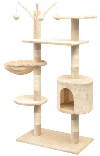 Škrabadlo pro kočky se sisalovými sloupky, 125 cm, béžová 170482